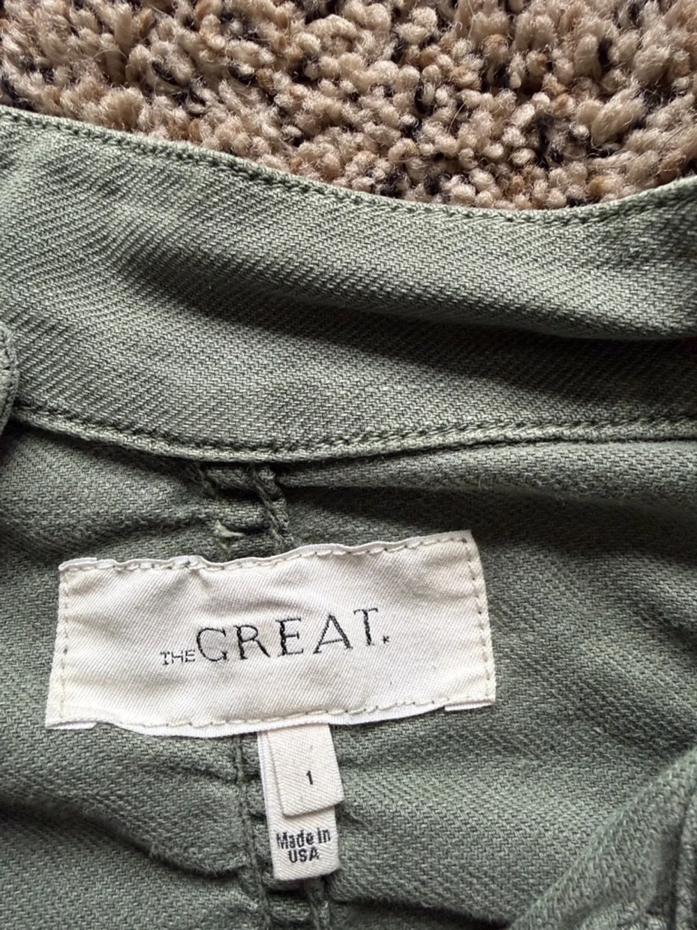 THE GREAT. Military Green Button-Front Jacket - Picture 3 of 6